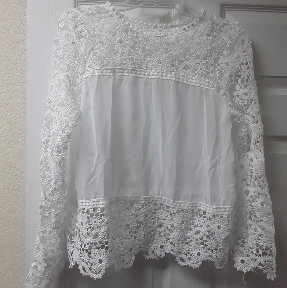 Pleats See Through Long Top White